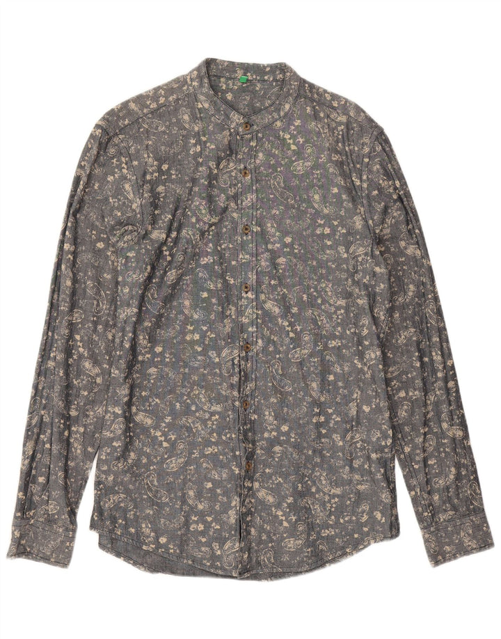 Camisa masculina Benetton cinza médio Paisley