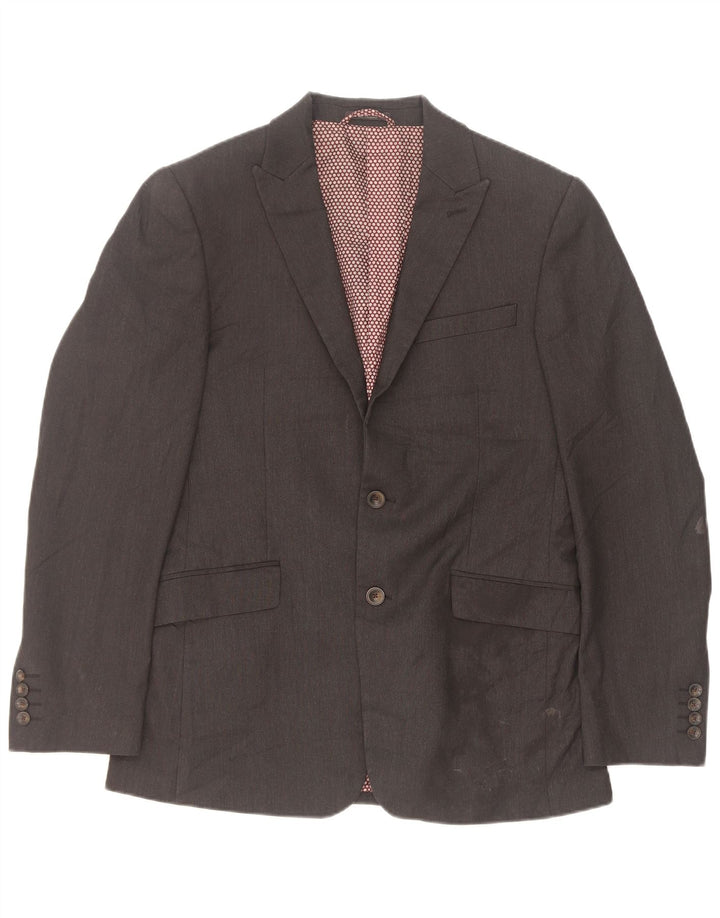 Jaqueta blazer masculina de 2 botões Marks & Spencer EU 48 poliéster cinza médio