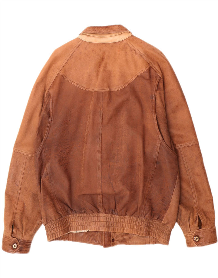 Jaqueta de couro masculina Giaccomo Larusso IT 52 XL couro marrom