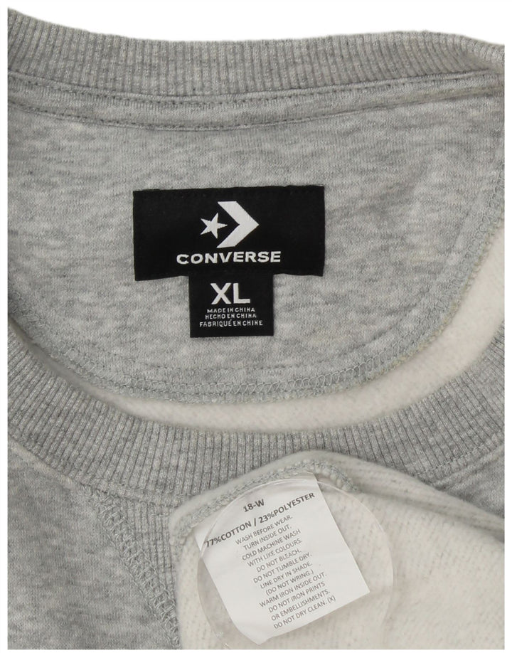CONVERSE moletom gráfico masculino jumper XL cinza colorblock algodão