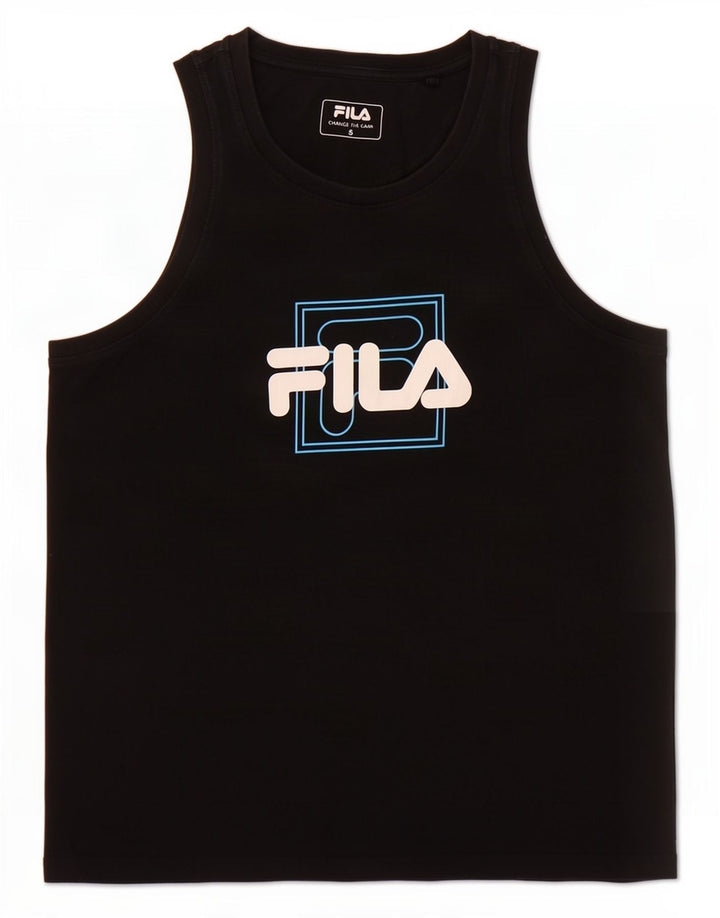 Fila Womens Graphic Vest Top UK 10 Pequeno Preto