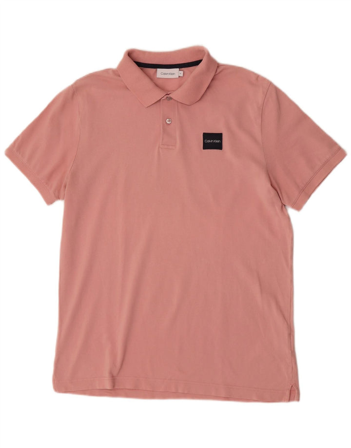 Camisa polo masculina Calvin Klein algodão rosa médio