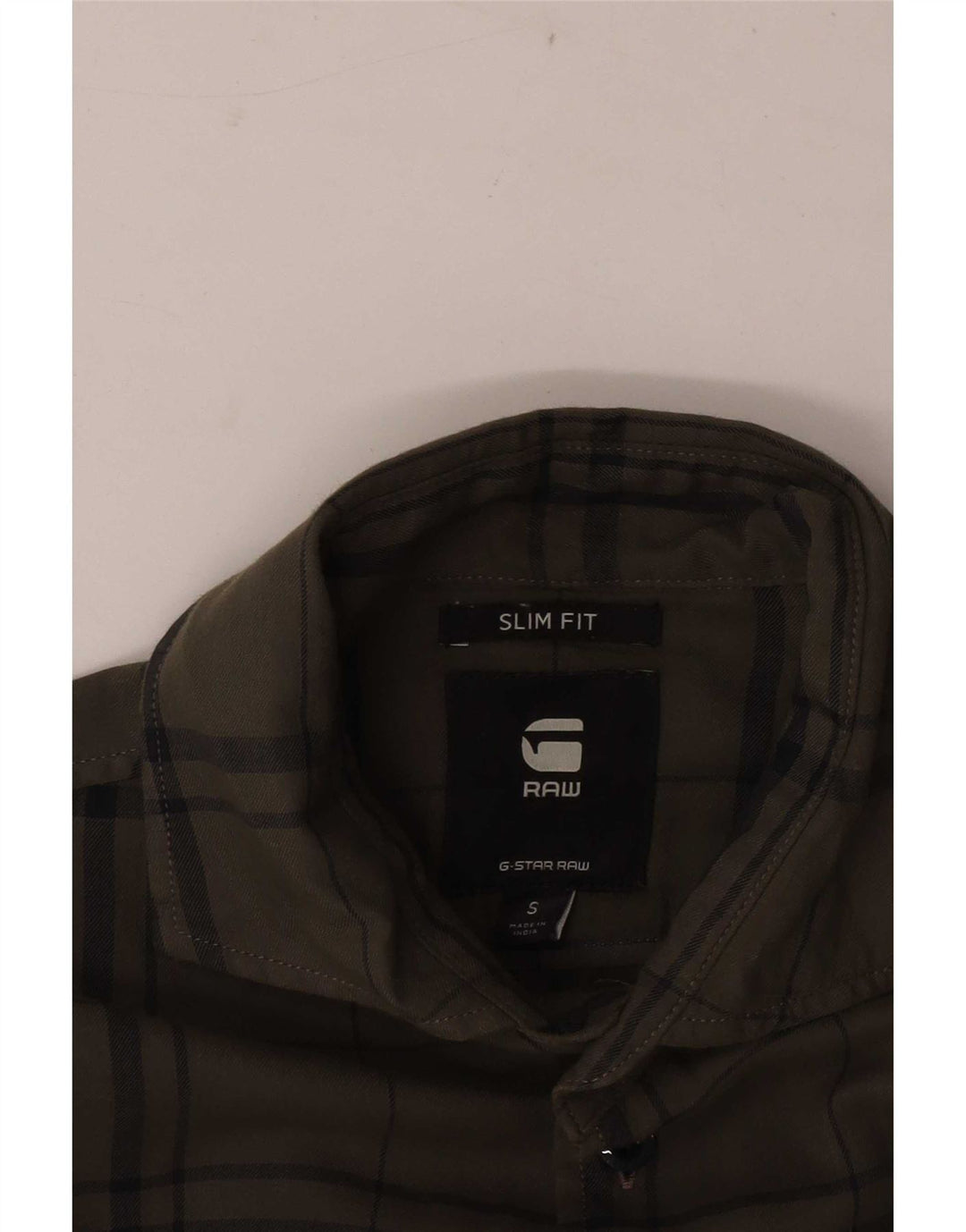 Camisa masculina de flanela slim fit G-Star pequena xadrez verde