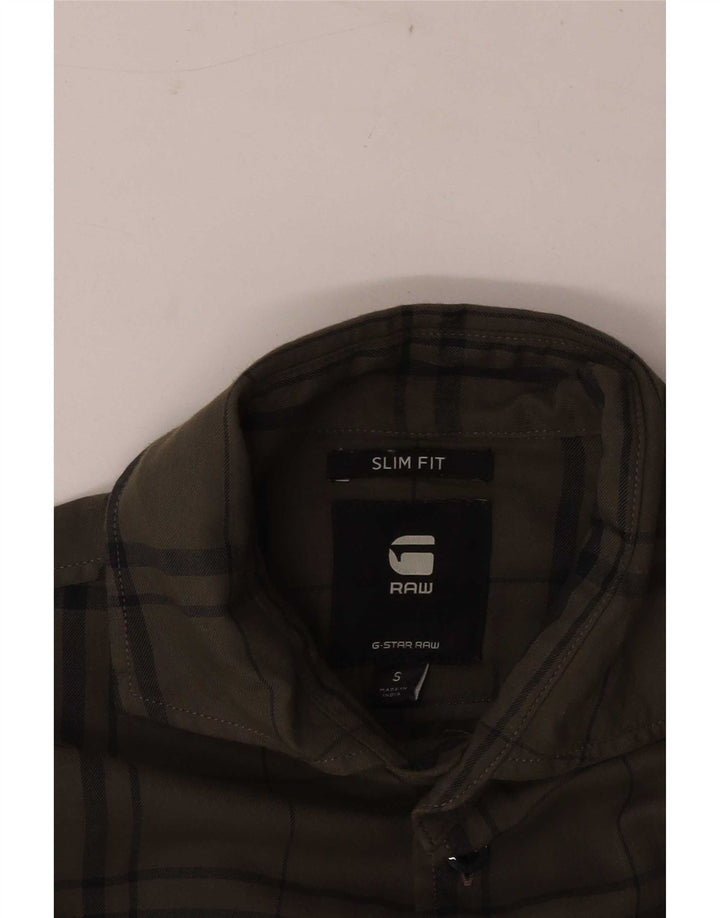 Camisa masculina de flanela slim fit G-Star pequena xadrez verde