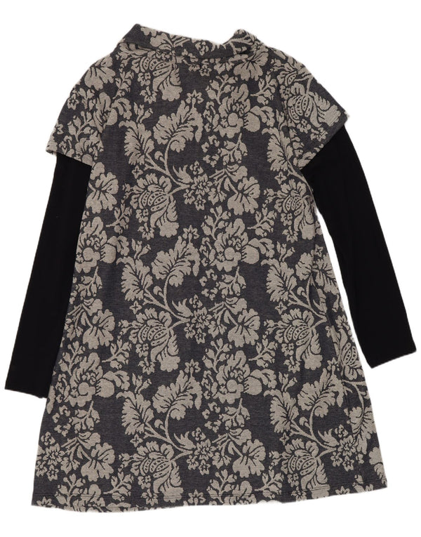 Vestido feminino Joe Browns manga comprida evasê UK 18 XL azul marinho algodão floral