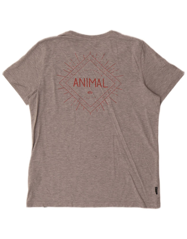 Camiseta Animal Masculina Gráfica Top Algodão Cinza Médio