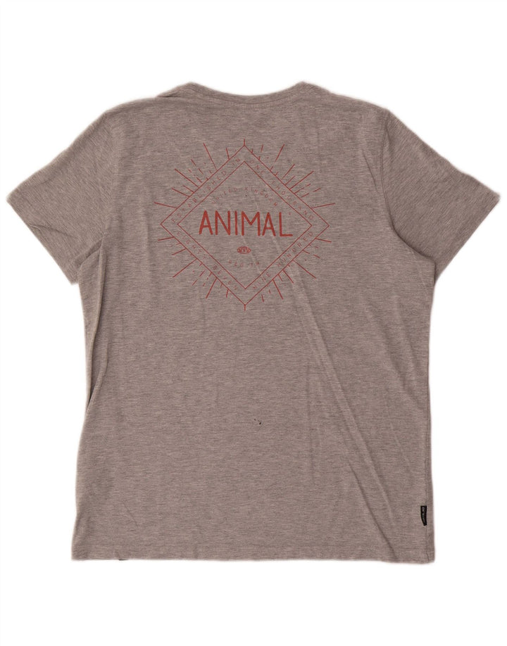 Camiseta Animal Masculina Gráfica Top Algodão Cinza Médio