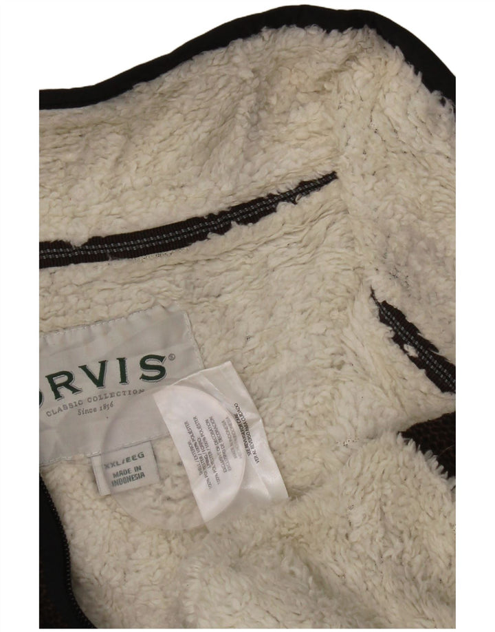 Suéter masculino Orvis com zíper 1/4 e pescoço 2XL poliéster marrom
