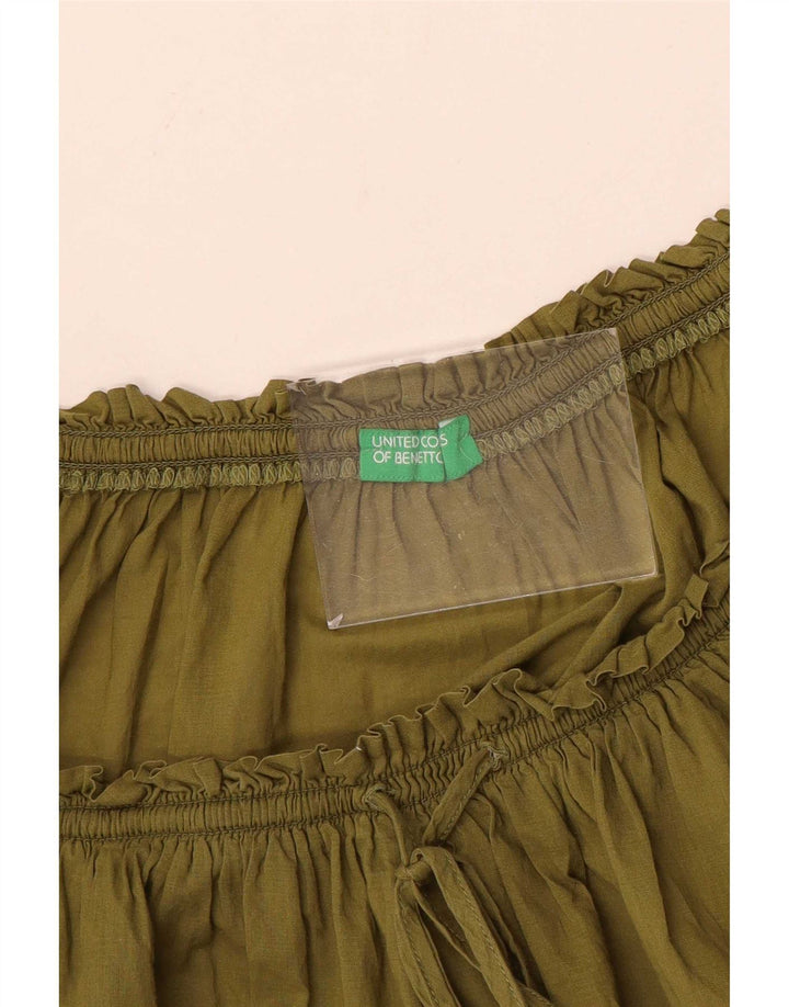 Top feminino Benetton com amarração frontal e ombros de fora Reino Unido 14 Médio Caqui