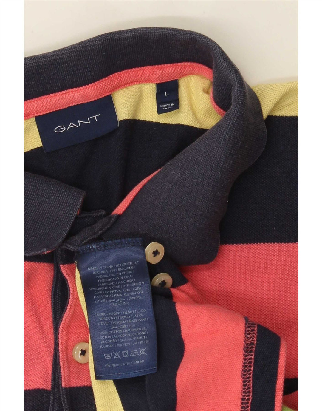 Camisa polo masculina de rugby Gant grande algodão listrado multicolorido