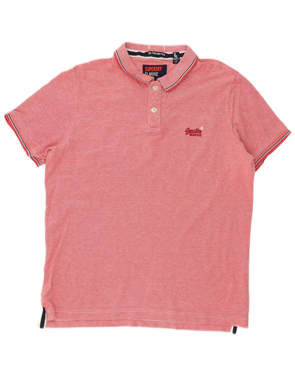 Camisa polo masculina Superdry 2XL algodão manchado rosa