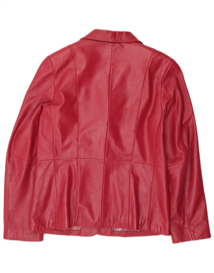 Jaqueta blazer de couro vintage feminina com 3 botões UE 38 couro rosa médio