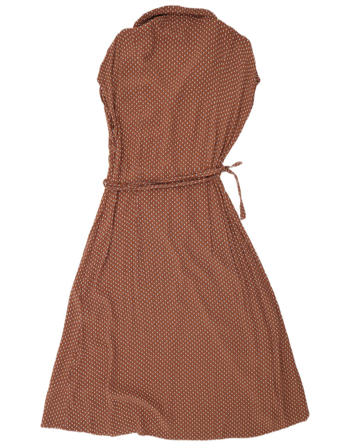 Próximo Vestido Maxi Envoltório Feminino Reino Unido 14 Viscose Geométrica Marrom Médio