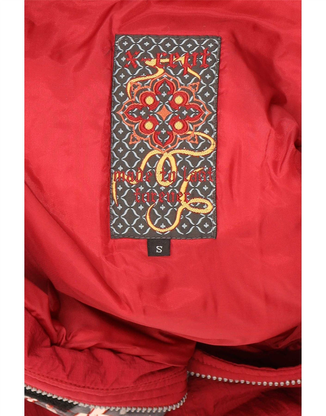 Macacão de esqui feminino X-Cape UK 10 pequeno nylon geométrico vermelho