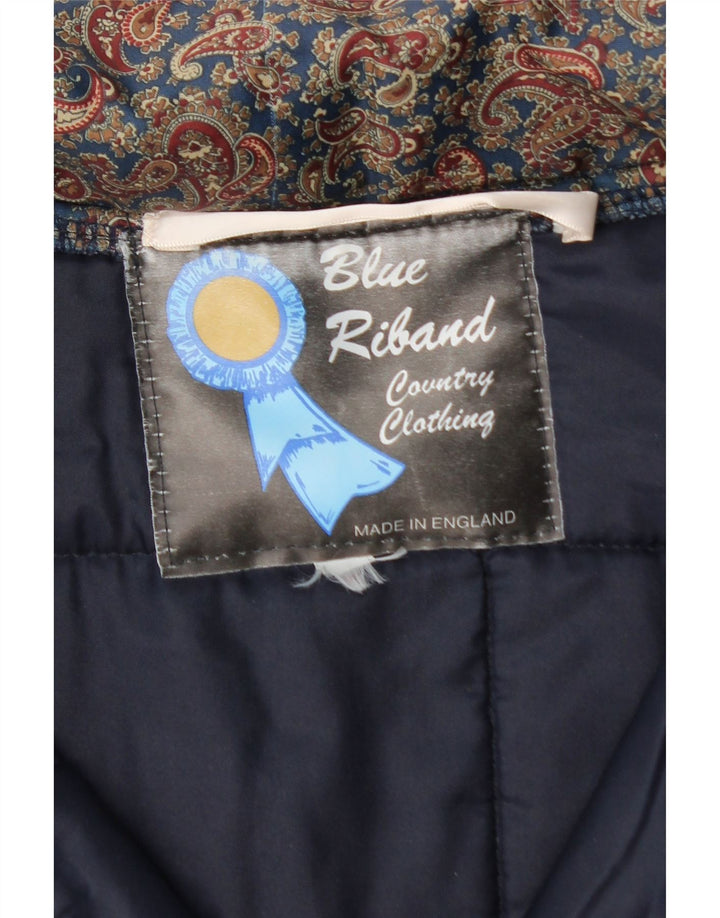 Colete acolchoado feminino VINTAGE UK 18 XL azul paisley