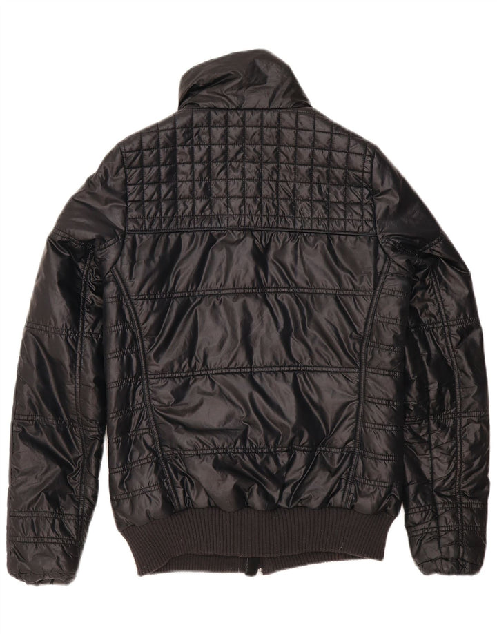 Jaqueta acolchoada feminina Adidas UK 12 poliéster preto médio