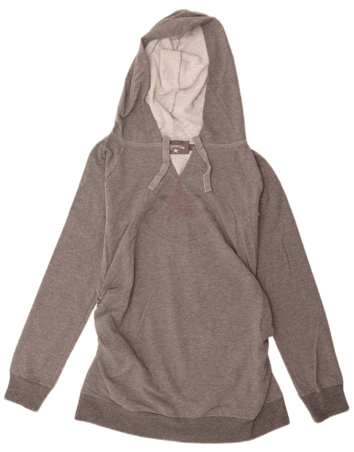 Jumper feminino com capuz gráfico CONVERSE Reino Unido 14 grande algodão cinza