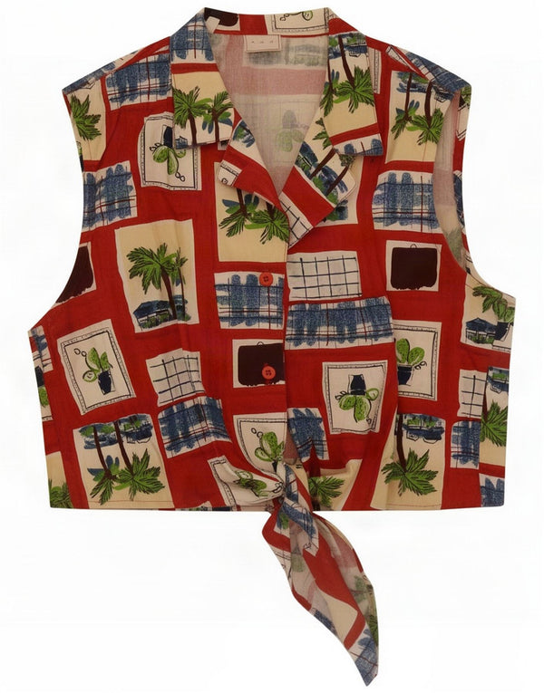 E blusa feminina sem mangas IT 46 grande festival multicolorido