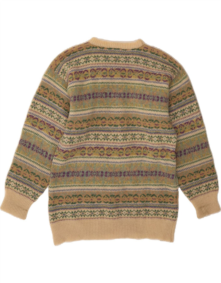 Suéter masculino MICHAEL ROSS com gola redonda e pequeno verde Fair Isle