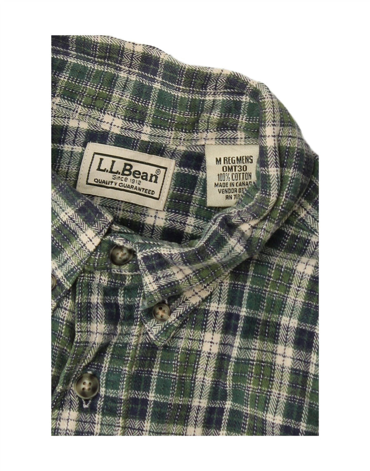 Camisa masculina de flanela L.L.Bean algodão xadrez verde médio