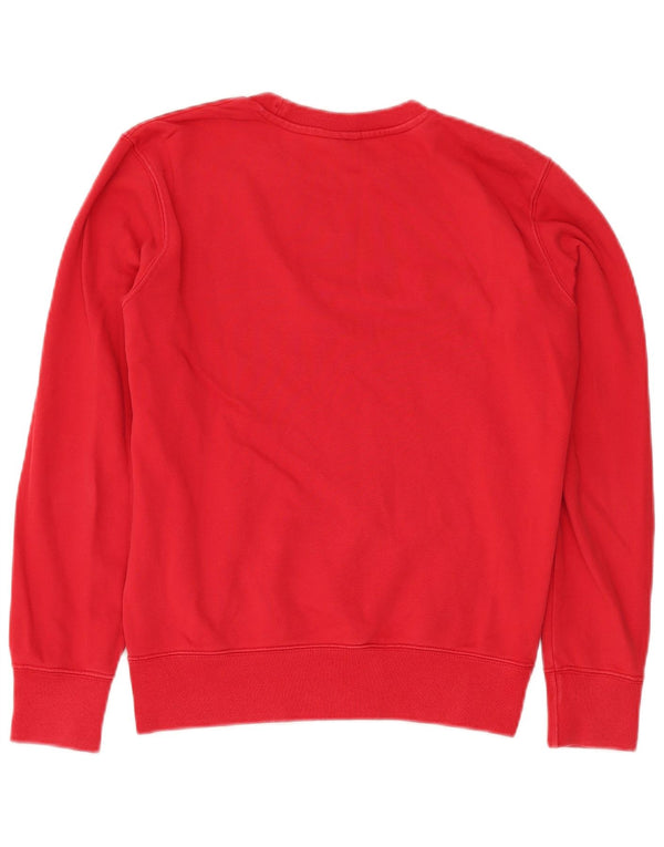 Champion feminino gráfico oversized moletom jumper UK 6 XS algodão vermelho