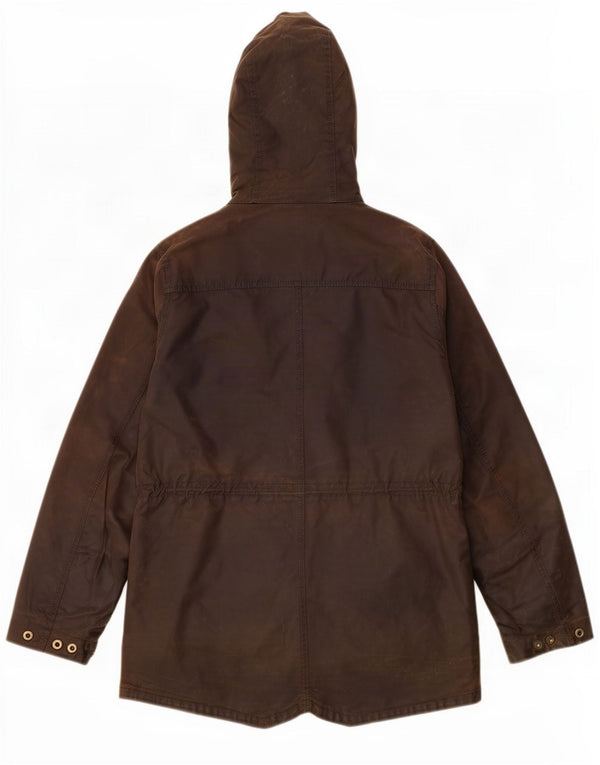 Jaqueta feminina de algodão encerado com capuz Barbour UK 8 pequena cáqui