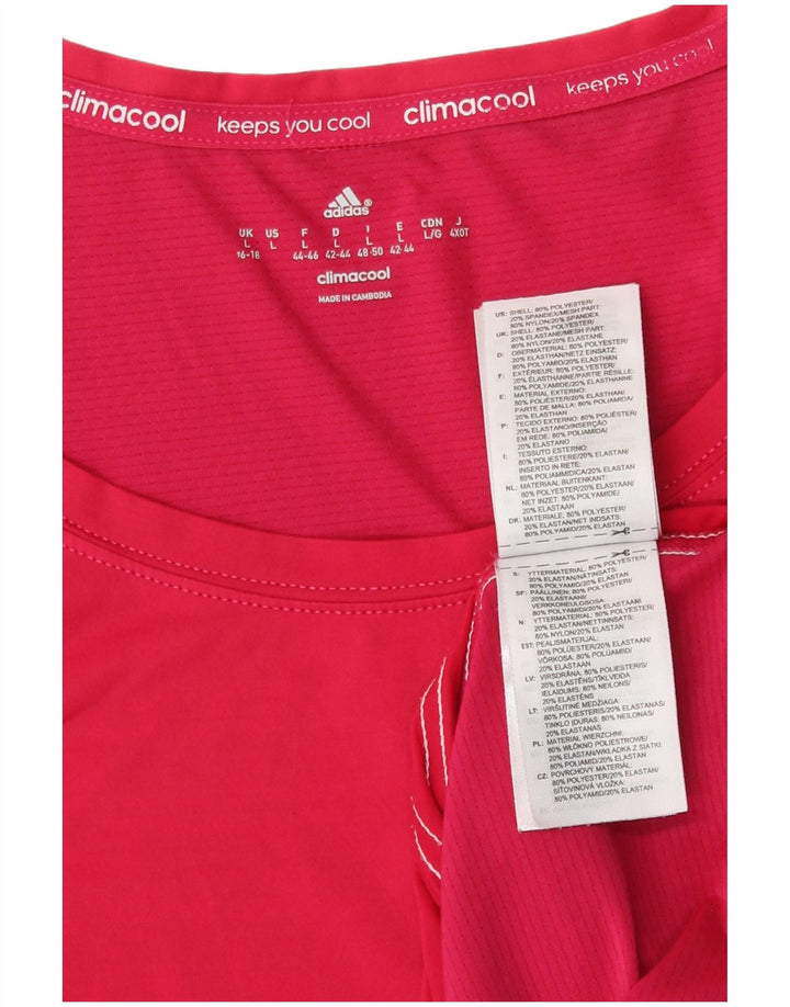 Adidas Feminino Climacool Vest Top UK 16/18 Grande Rosa Poliéster
