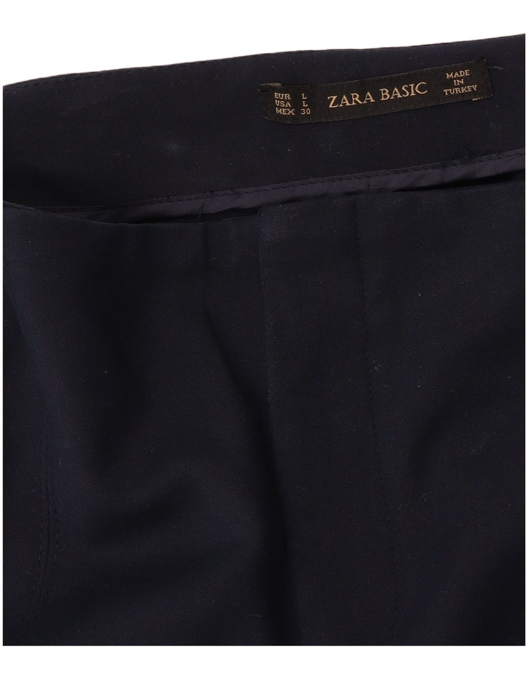 Calça feminina casual justa ZARA grande W32 L29 azul marinho