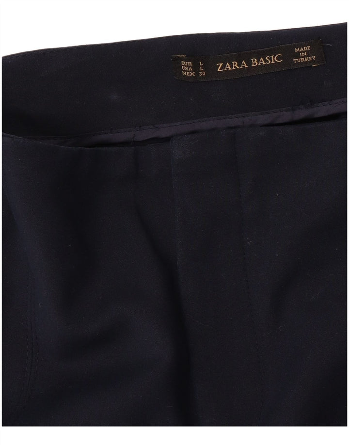 Calça feminina casual justa ZARA grande W32 L29 azul marinho