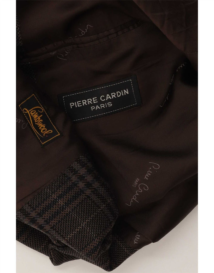 Jaqueta blazer masculina Pierre Cardin com 2 botões Reino Unido 40 grande marrom houndstooth