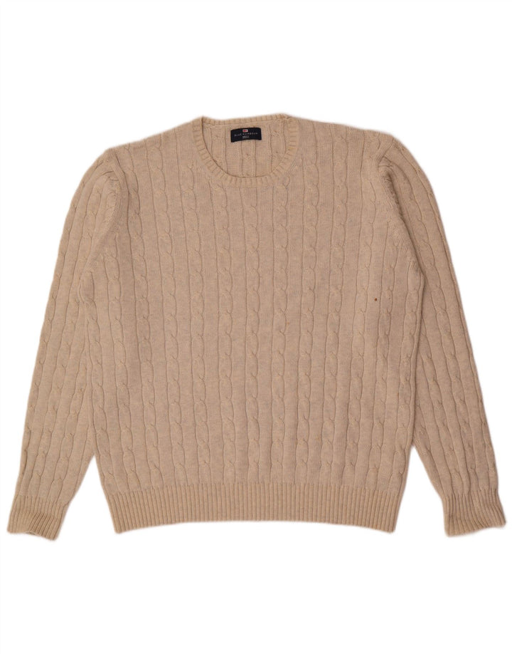 Suéter masculino Marks & Spencer com gola redonda XL bege