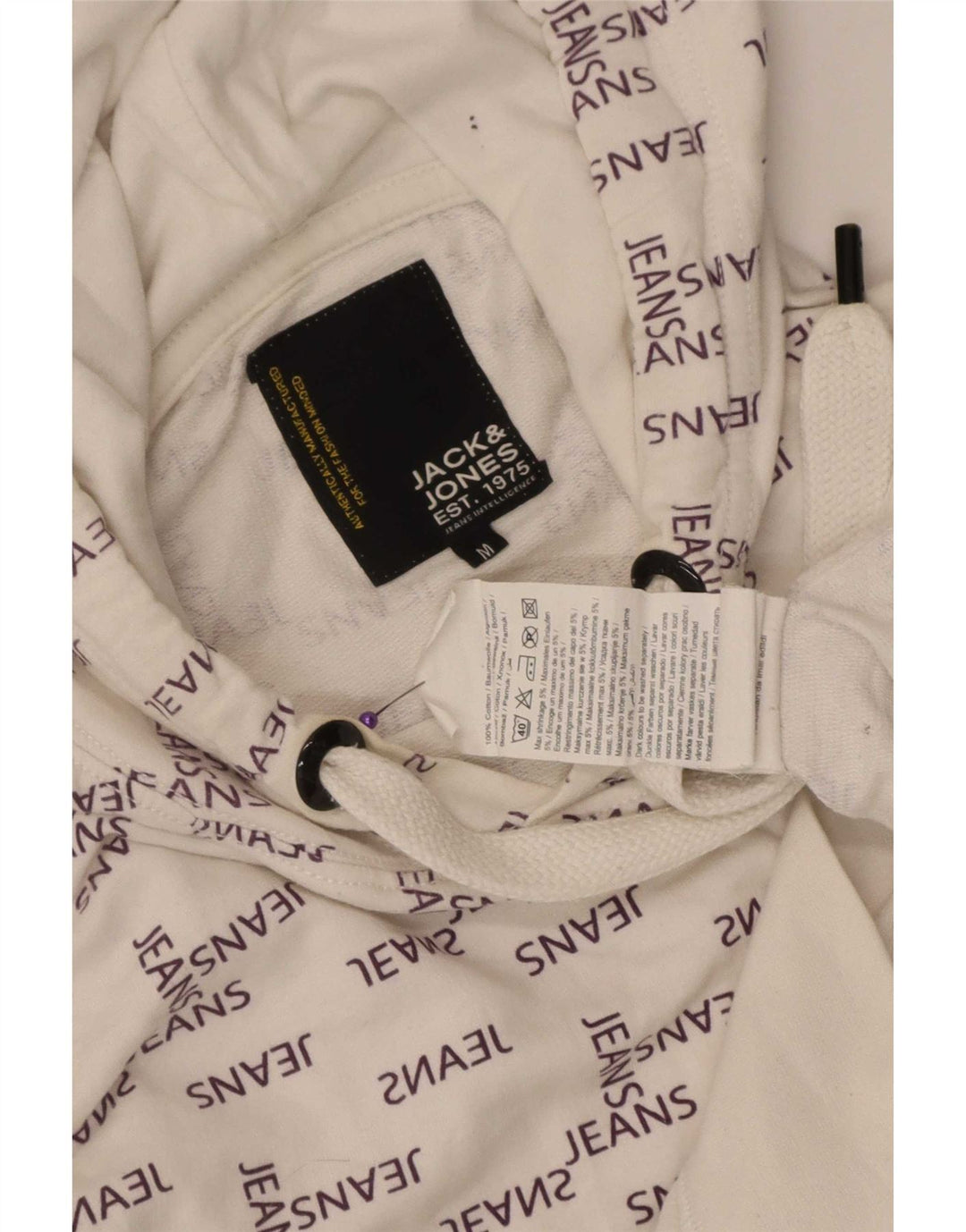 Jack & Jones moletom com capuz gráfico masculino médio algodão branco
