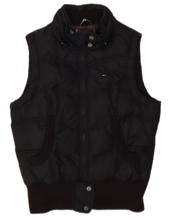 Colete acolchoado feminino Tommy Hilfiger UK 14 grande poliéster preto