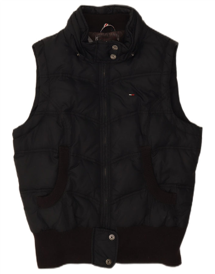 Colete acolchoado feminino Tommy Hilfiger UK 14 grande poliéster preto