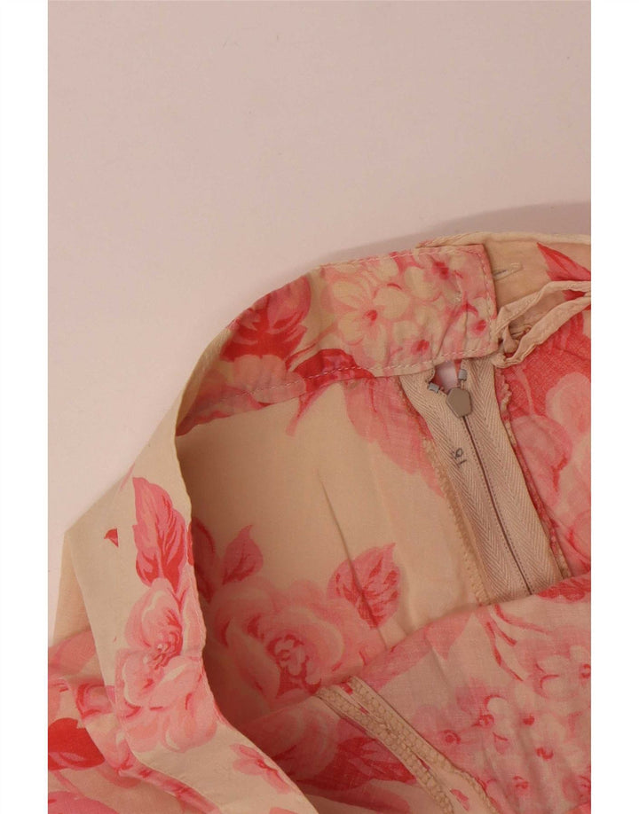Saia maxi larga feminina vintage W26 pequena floral vermelha