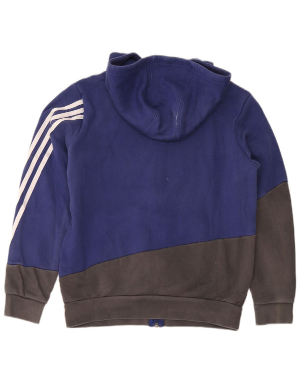 Suéter Adidas Boys Zip com capuz 13-14 anos azul marinho algodão colorblock