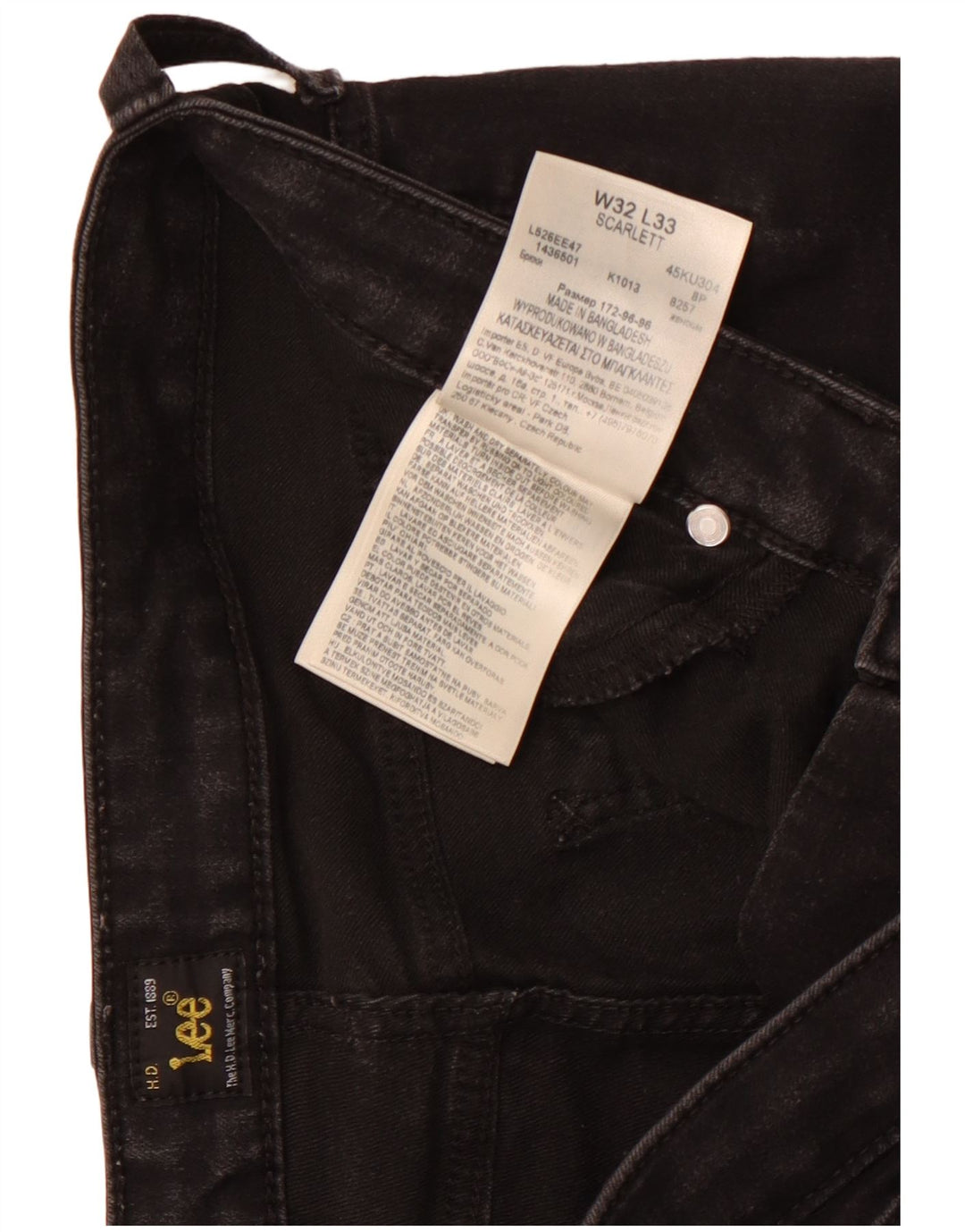 Lee Womens Scarlett Skinny Jeans W32 L29 Algodão Preto