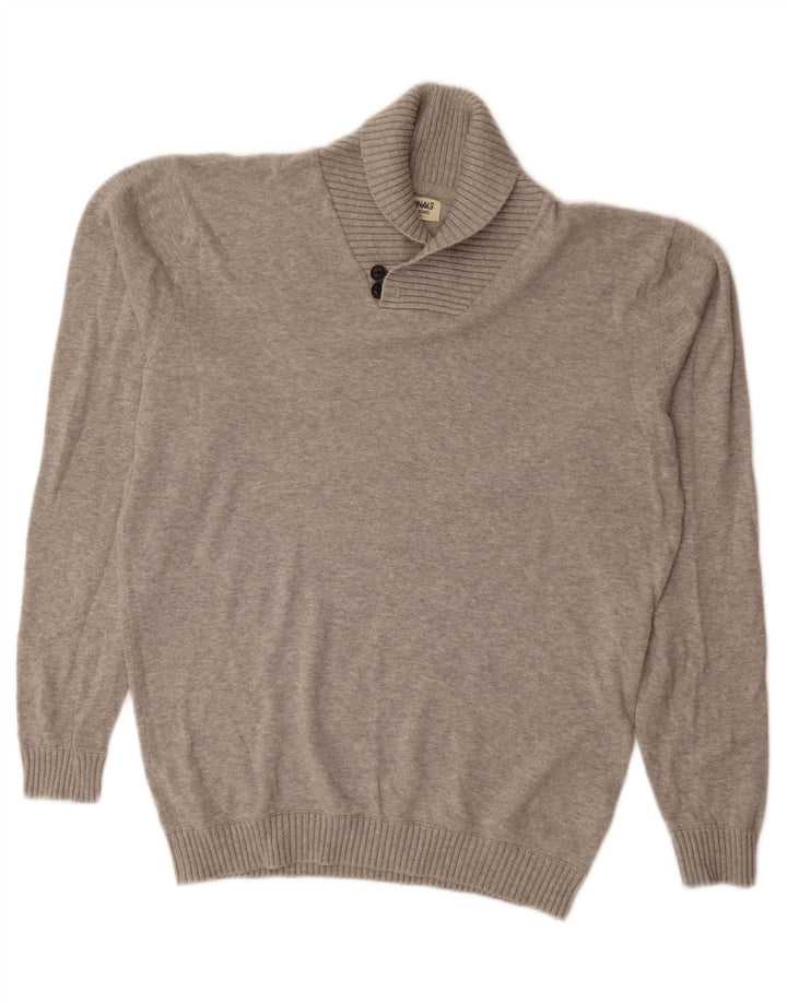Suéter masculino JACK & JONES com gola xale e algodão cinza grande