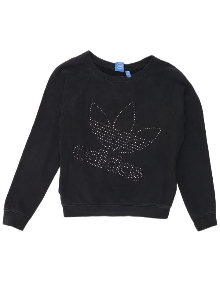 Adidas feminino gráfico oversized moletom jumper reino unido 10 pequeno azul marinho