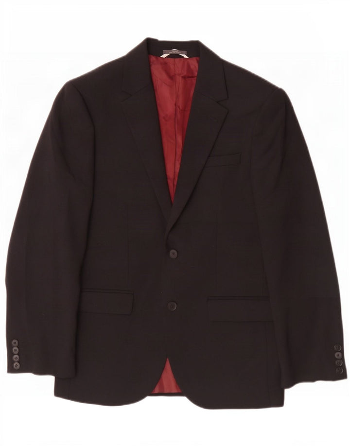 Jaqueta Blazer Masculina Marks & Spencer 2 Botões Slim Reino Unido 36 Pequena Lã Preta