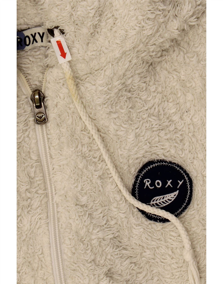 Suéter feminino ROXY com capuz e zíper Reino Unido 14 poliéster branco médio