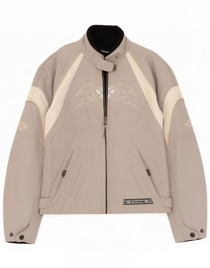 Ixon Womens Graphic Racer Jacket US 4 Small Grey Colourblock Poliéster
