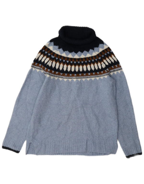 Suéter feminino Marks & Spencer com gola redonda Reino Unido 6 XS Azul Fair Isle