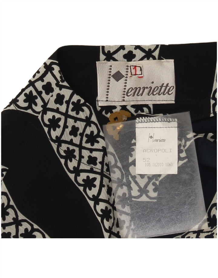 Blusa feminina vintage manga 3/4 IT 52 2XL poliéster listrado preto