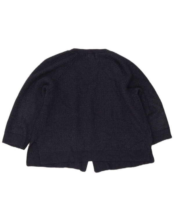 Suéter feminino Fat Face com manga 3/4 e cardigã aberto Reino Unido 16 grande azul marinho