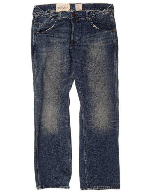 Wrangler Mens Ace Straight Jeans W34 L32 Azul Algodão