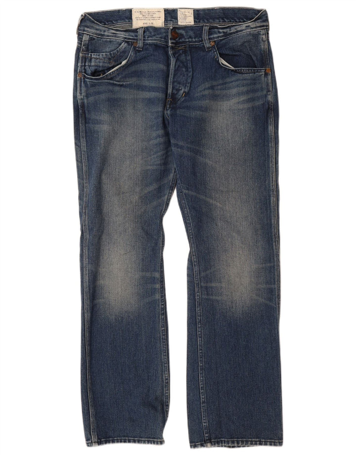 Wrangler Mens Ace Straight Jeans W34 L32 Azul Algodão