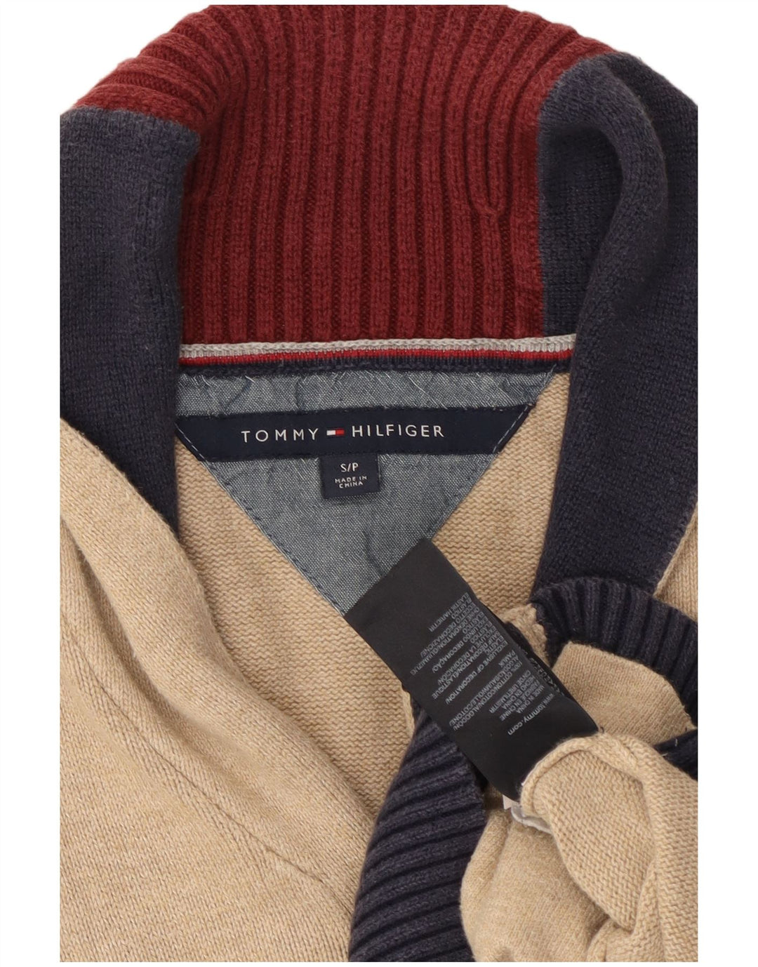 Tommy Hilfiger Suéter Cardigan Gráfico Feminino Reino Unido 10 Pequeno Bege