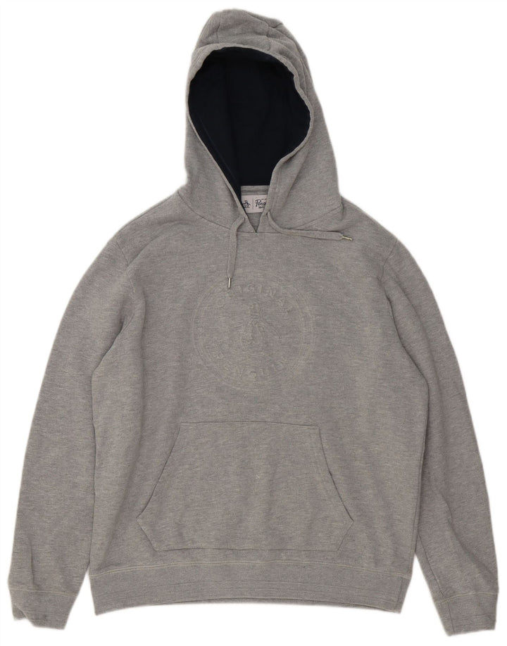 Suéter com capuz gráfico masculino Penguin grande algodão cinza