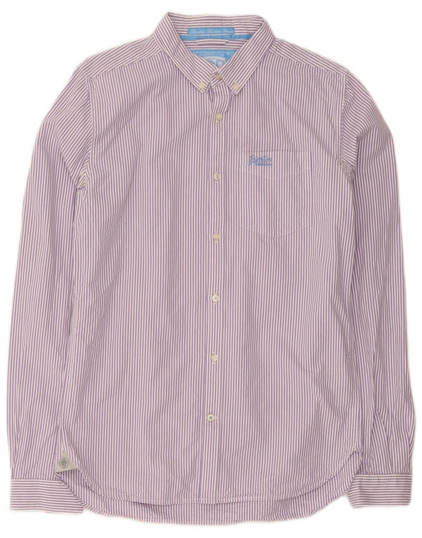 Camisa masculina Superdry médio roxo risca de algodão